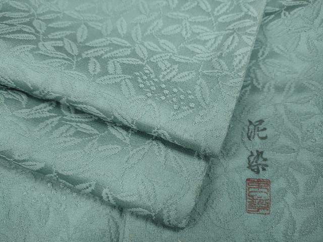 長閑やかさ屋御召しもの●飛び切りな色無地 絵描き物 泥染め 南天地紋 青磁薄墨色 正絹 珠玉 CABD7304ut
