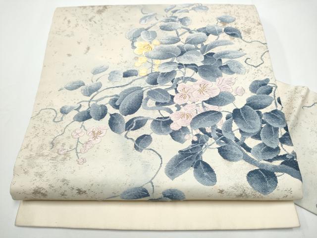 長閑やかさ屋御召しもの●九寸名古屋帯 唐織 枝花文 金糸 正絹 珠玉 CABE0106hy