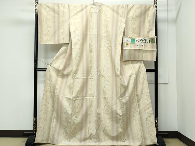 平和屋着物●極上　結城紬　はたおり娘　奥順　100亀甲　花唐草間道　証紙付き　逸品　未使用　CZAA5426s6｜平和屋
