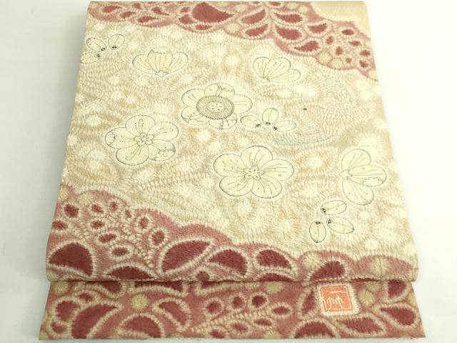 長閑やかさ屋中央局●より良い 初代 久保田一竹 膜鳴楽器柄袋帯 辻が花 花鳥文 珠玉 DZAB5001kh6