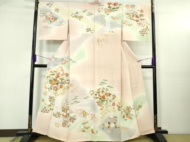 長閑やかさ屋中央局●御前上等 築き上げる460年・千總 短い訪問着 駒刺しゅう 吉祥花文 暈し染め 薄べったい虹色地 金彩 珠玉 DZAB5137kh6