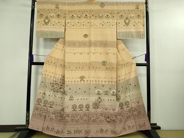 長閑やかさ屋中央局●御前上等 中国三大刺しゅう スワトウ刺しゅう 汕頭刺繍 相良刺しゅう 短い訪問着 花唐草文 暈し染め 珠玉 未当て嵌める DZAB5166kh6