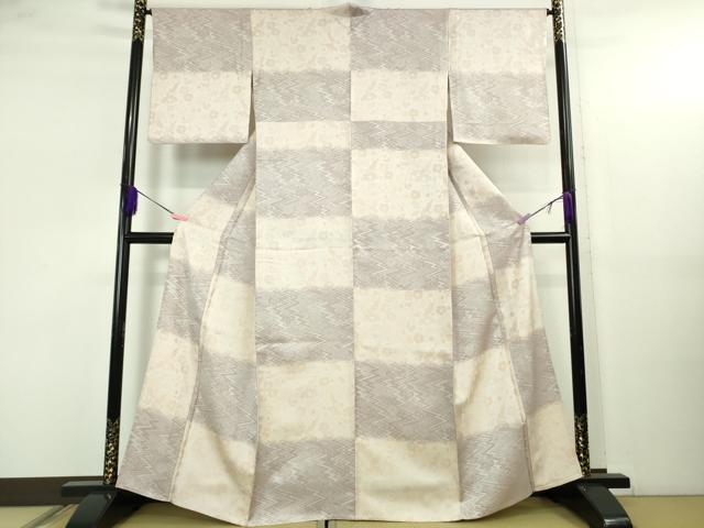 長閑やかさ屋中央局▽御前上等 打ち立てる200年・7代目永治屋清左衛門 御召しもの 単衣 市松桐花地紋 ますいわ屋取りまわし 珠玉 DZAB5200kh6