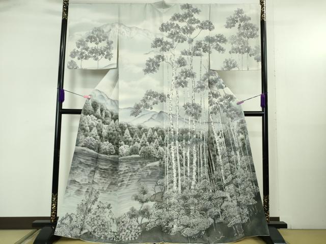 平和屋本店●極上 訪問着 手描き 白樺湖 暈し染め 逸品 DZAB5390kh6|平和屋