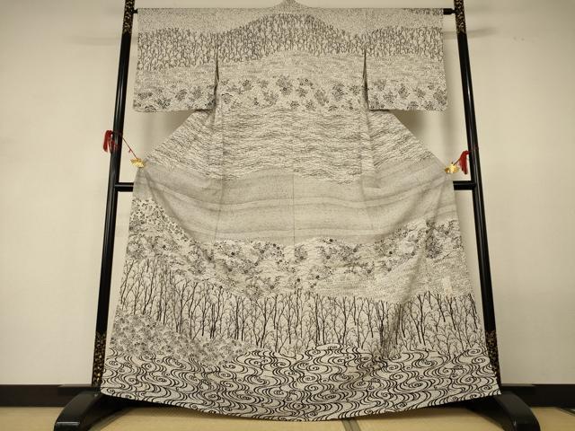 長閑やかさ屋御召しもの＊夏物 言い慣わし芸術士 水谷滉 短い訪問着 絽 水流顕花植物文 正絹 珠玉 AABH2468jd