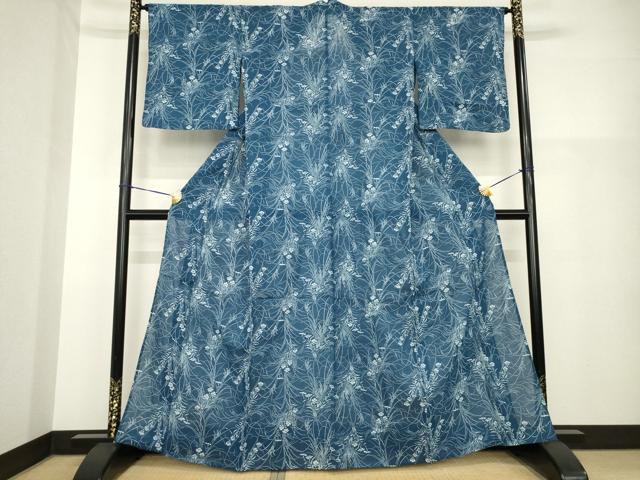 長閑やかさ屋御召しもの＊夏物 小紋・浴衣兼用 綿紅梅 被子植物文 綿 珠玉 AABH1976ck