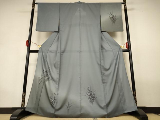 長閑やかさ屋御召しもの＊夏物 短い訪問着 絽 被子植物文 暈し染め 洗える御召しもの AABG9220jd