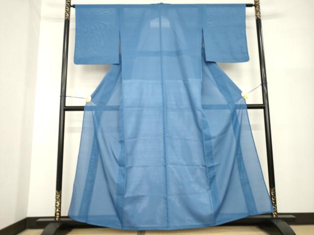 長閑やかさ屋御召しもの＊夏物 色無地 変わり絽 薄群青色 洗える御召しもの AABG9658ck