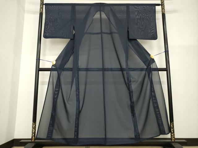 長閑やかさ屋御召しもの＊夏物 色無地 絽 藍鉄御納戸 洗える御召しもの AABG9659ck