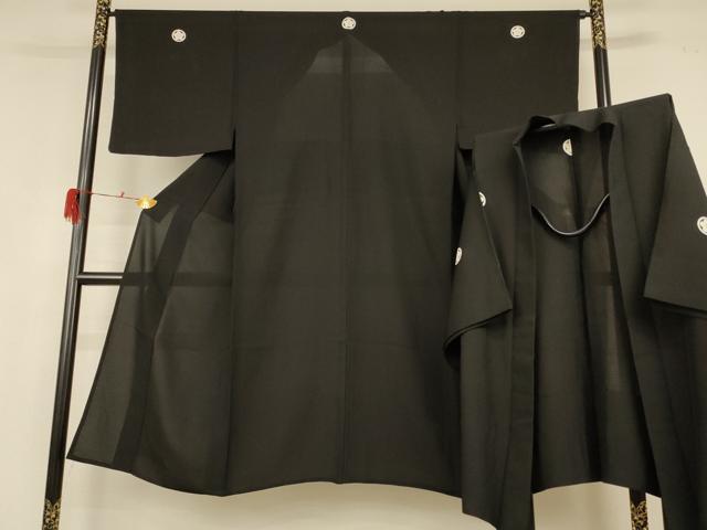 長閑やかさ屋御召しもの＊夏物 成人男性 黒紋付 羽織書き割り 絽 正絹 珠玉 AABH2442jd