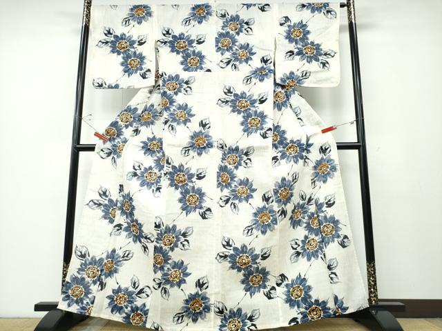 平和屋着物∴夏物 浴衣 舞菊文 綿麻 逸品 CABD2731ng|平和屋