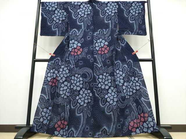 長閑やかさ屋お召しもの∴夏物 浴衣 有松鳴海絞り アジサイ 綿 珠玉 CABD2760ng