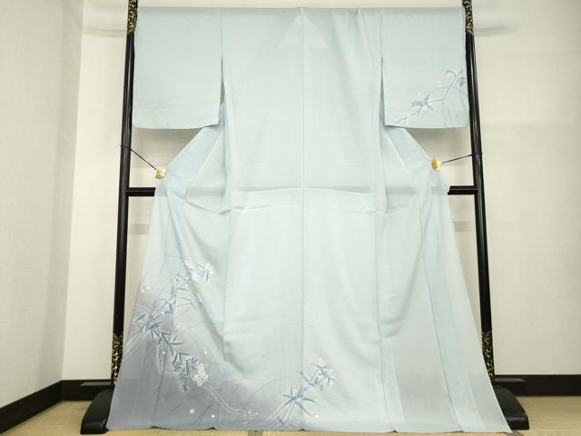 長閑やかさ屋御召しもの＊夏物 短い訪問着 絽 墨付き 被子植物文 暈し染め ロング丈 正絹 珠玉 未当て嵌める AABG9650ck