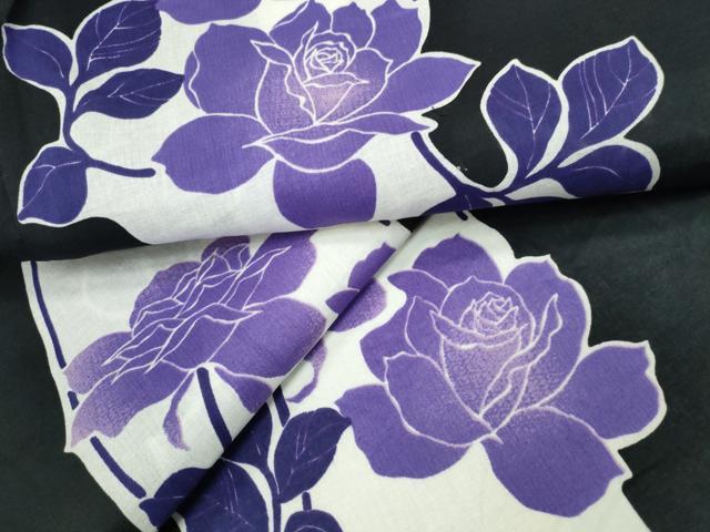 平和屋着物∴夏物 浴衣 よろけ縞 薔薇 綿 逸品 CABD2669ng