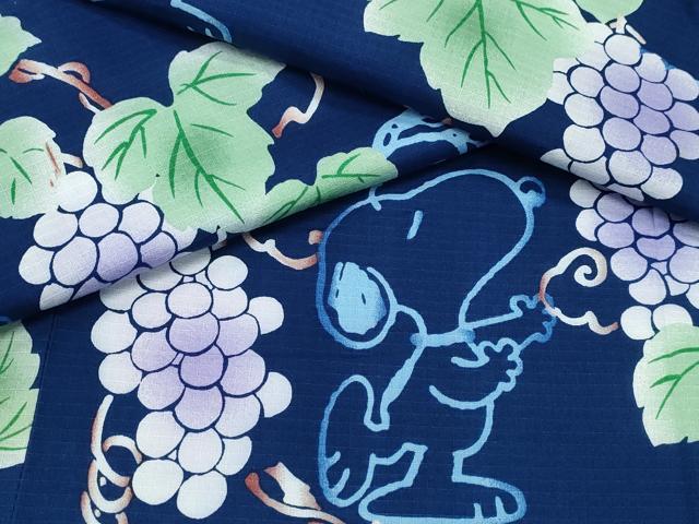 平和屋着物∴夏物 浴衣 綿紅梅 キャラクター 葡萄蔦の葉文 綿 逸品 CABD2674ng