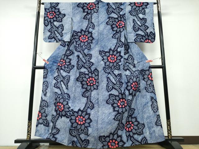 平和屋着物∴夏物 浴衣 有松鳴海絞り 枝菊文 綿 逸品 CABD2697ng