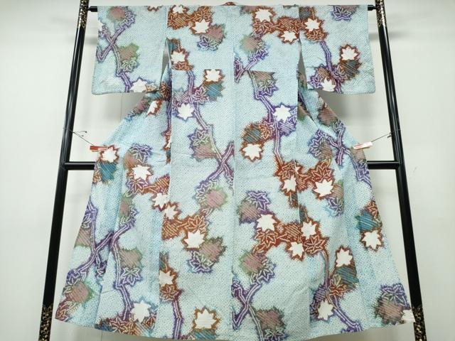 平和屋着物∴夏物 浴衣 有松鳴海絞り 枝葉文 綿 逸品 CABD2698ng