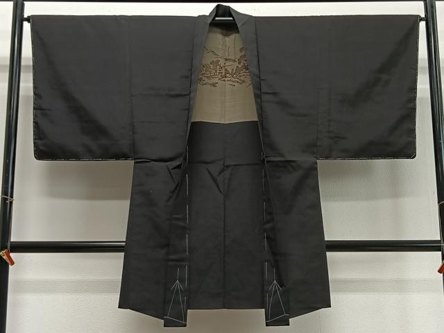 平和屋着物∞男性 長羽織 黒紋付 正絹 逸品 未使用 CABD4736ua|平和屋