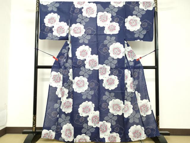 平和屋着物∴夏物 浴衣 舞花文 綿 逸品 DABD2635cd