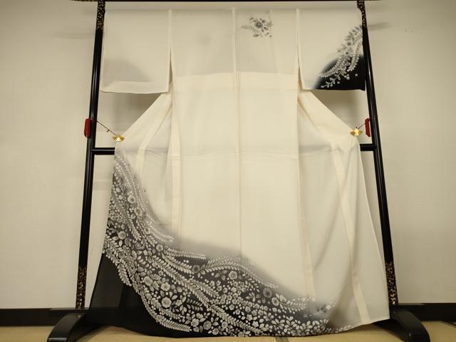 長閑やかさ屋御召しもの＊夏物 短い訪問着 絽 辻が花 暈し染め 正絹 珠玉 AABG7511jd