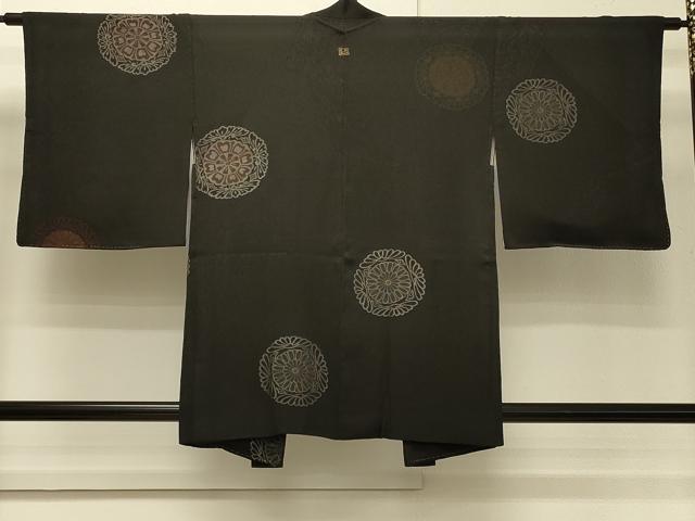 平和屋着物＃羽織　正倉院花文　黒地　銀糸　正絹　逸品　CABH7121in｜平和屋