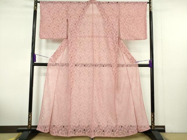 平和屋着物∴極上 夏物 浴衣・小紋兼用 レース 花唐草文 オールドローズ色 逸品 新品 DZAB10106kh6|平和屋
