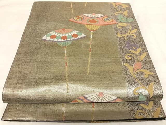 長閑やかさ屋お召しもの◎六通柄袋帯 番傘花文 現ナマ糸 正絹 珠玉 AABI1102yx