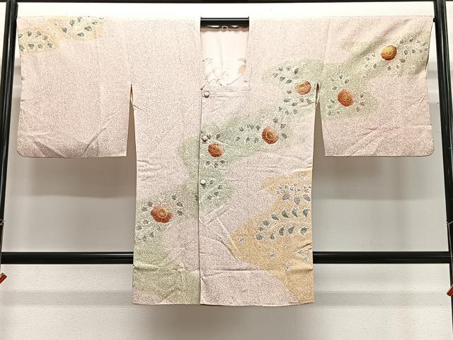 長閑やかさ屋御召しもの∞道行厚地の外套 被子植物文 金彩 ロング丈 正絹 珠玉 CABD4771ua