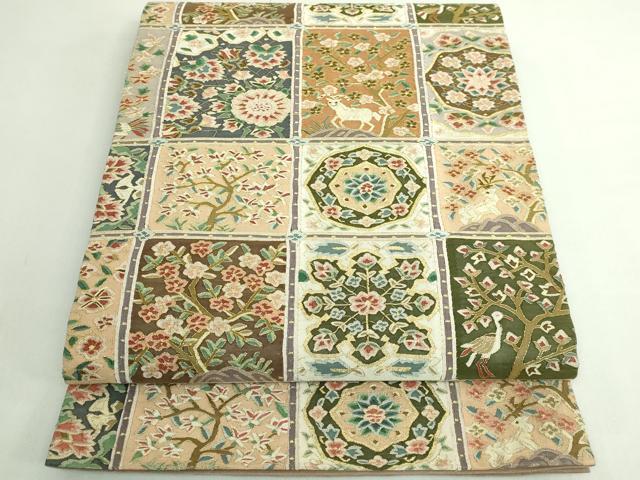 平和屋本店●極上 明綴れ 袋帯 格天井花文 金糸 逸品 DZAB5714kh6|平和屋