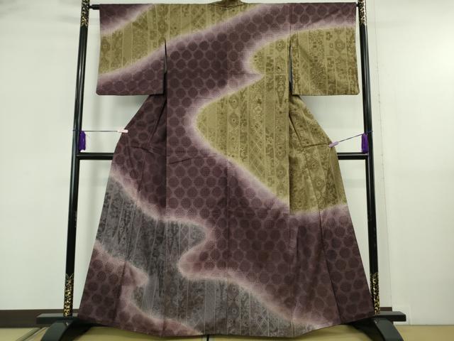 平和屋本店●極上　中国三大刺繍　スワトウ刺繍　汕頭刺繍　総刺繍　訪問着　道長名物裂花文　桑の実色地　暈し染め　逸品　DZAB5831kh6｜平和屋