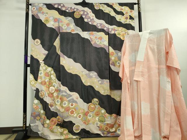 長閑やかさ屋中央局●御前上等 中国三大刺しゅう スワトウ刺しゅう 汕頭刺繍 振袖・長襦袢(無双仕立てもの)仕掛ける 文筆家物 駒刺しゅう 道長花文 金糸 珠玉 DZAB5899kh6