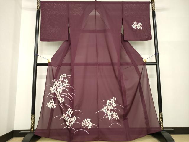 長閑やかさ屋御召しもの＊夏物 短い訪問着 絽 芝花文 さんび謹製 洗える御召しもの AABH2577ck