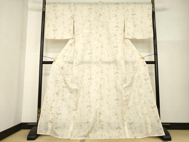 長閑やかさ屋御召しもの＊夏物 小紋 絽 花唐草文 洗える御召しもの AABH2579ck
