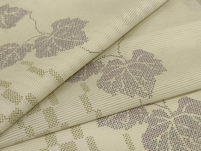 長閑やかさ屋お召しもの＊夏物 小紋 絽 蔦の葉文 洗えるお召しもの AABH3243jd