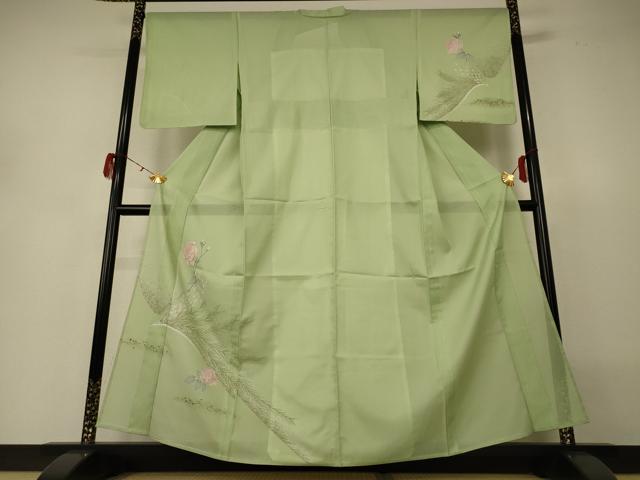 長閑やかさ屋御召しもの＊夏物 短い訪問着 絽 枝花文 金彩 正絹 珠玉 AABH3256jd