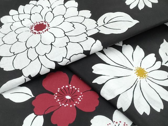 平和屋着物∴夏物 浴衣 舞花文 黒地 綿 逸品 CABD2779ng|平和屋