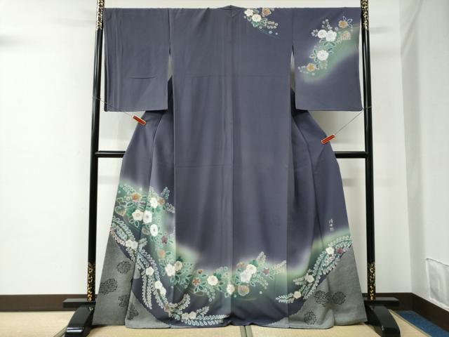 平和屋着物●螺鈿作家　藤本隆士　訪問着　辻が花　暈し染め　金彩　ロング丈　正絹　逸品　CABE2441yc｜平和屋