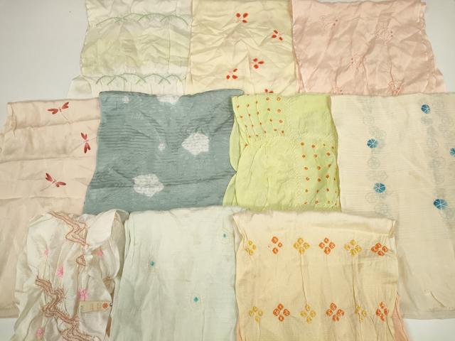 平和屋着物＊夏物 和装小物 帯揚げ10枚セット 絽 柄絞り 千鳥 萩 芝 全て正絹 未使用品あり 逸品 DABD7284zzz