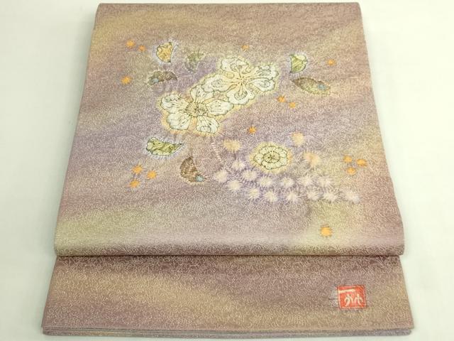 長閑やかさ屋中央局●御前上等 二代目 久保田一竹 幻の辻が花 膜鳴楽器柄袋帯 銀通し地 珠玉 DZAB6475kh6