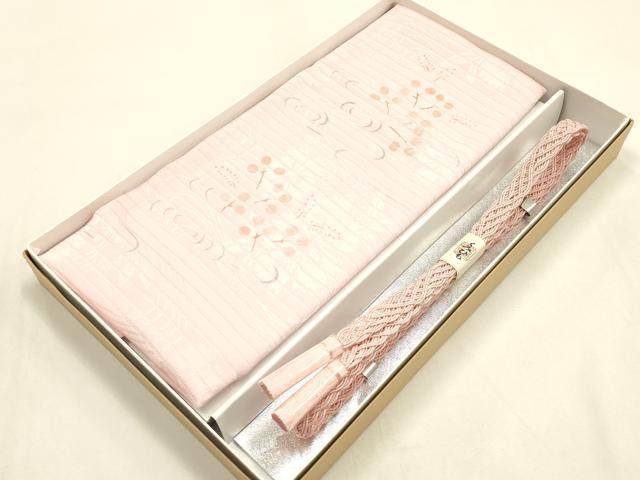 平和屋着物＊夏物 和装小物 帯締め・帯揚げセット 流水枝花文 レース組 平組 正絹 逸品 未使用 AABH6731ay