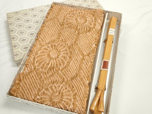 平和屋着物●和装小物 帯締め・帯揚げセット 中抜き絞り 亀甲菊文 逸品 未使用 DABD7650zzz