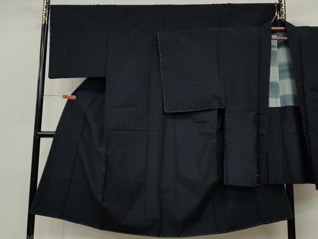 長閑やかさ屋御召しもの●成人男性 紬 合奏団 濃藍色 正絹 珠玉 未当て嵌める CABD0183ut