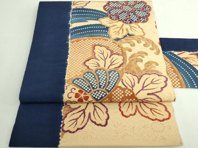 平和屋着物●極上　摺型友禅　京都　多ち花　九寸名古屋帯　古微貝に菊　逸品　DZAB5581kh6｜平和屋