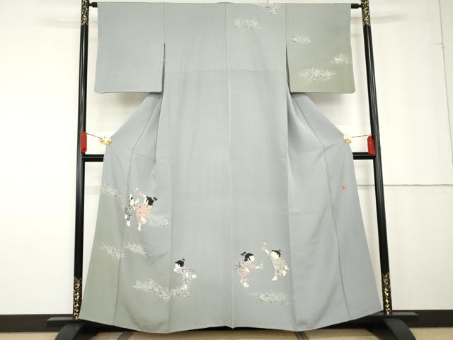 平和屋着物●十日町友禅作家　関口遼一　訪問着　童子遊び　暈し染め　正絹　逸品　AABG2693cs｜平和屋