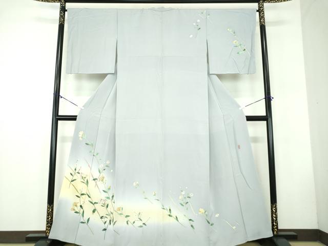 長閑やかさ屋御召しもの●本加賀友禅絵描き 成瀬愛子 短い訪問着 被子植物文 暈し染め やまと金下げ札 正絹 珠玉 DABB4729ps
