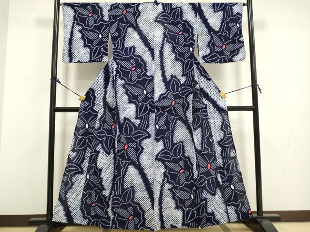 平和屋着物∴極上 夏物 浴衣 有松鳴海絞り 舞蝶花文 綿 逸品 DZAA20256kh5|平和屋