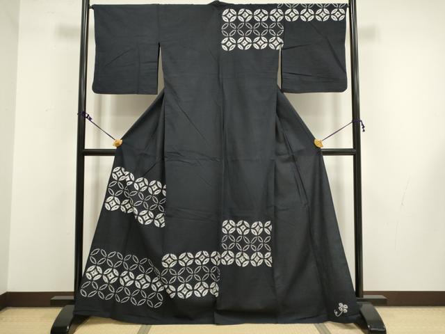 長閑やかさ屋御召しもの∴御前上等 夏物 浴衣 絞り 七宝文 濃縮された紺地 綿 珠玉 DZAA20291kh5