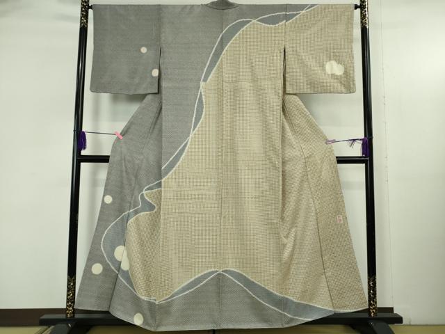 長閑やかさ屋御召しもの●飛び切り 奄美大島泥染めつける家 赤塚花穂 中国三大刺しゅう スワトウ刺しゅう 汕頭刺繍 発祥地大島紬 短い訪問着 珠玉 DZAB5376kh6