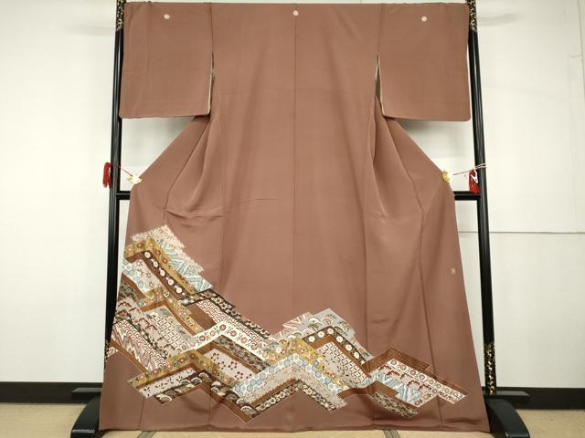 長閑やかさ屋御召しもの●十日町友禅絵描き 龍谷 色留袖 吉祥花蝶松文 金彩 正絹 珠玉 AABG9970cs