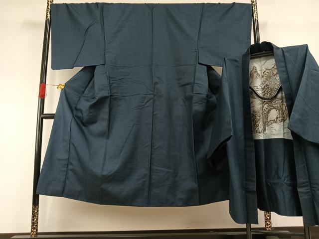 長閑やかさ屋御召しもの●成人男性 紬 合奏団 亀甲柄 キングサイズ 正絹 珠玉 AABH0745fy